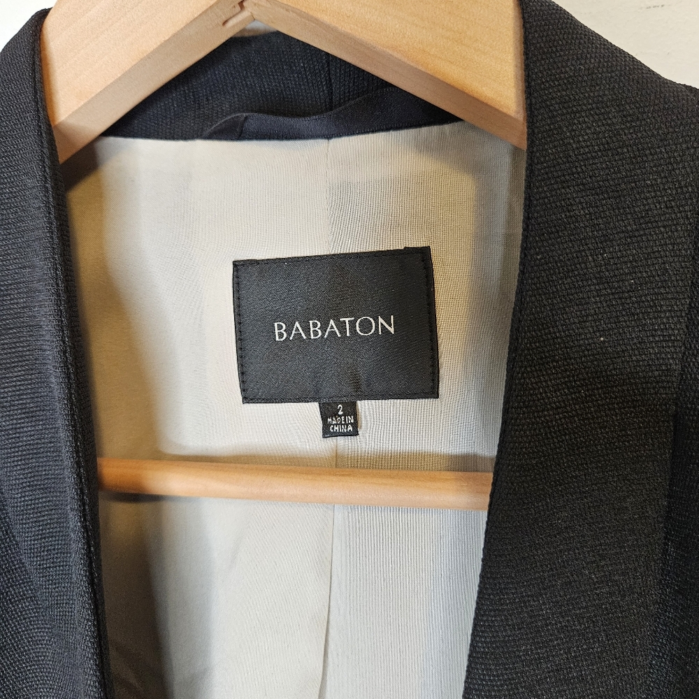 Aritzia Babaton Keith Blazer Jacket Sz 2 Open Front Black Minimalist Corporate - Picture 5 of 14